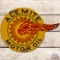 Alemite Motor Oil Die Cut SS Porcelain Lubester Sign w/ Fireball