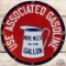 Use Associated Gasoline More Miles to the Gallon DS Porcelain Sign