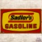 Rare Sadler's Fill Em' Fast Gasoline SS Porcelain Pump Plate Sign