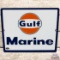 Gulf Marine SS Porcelain Gas Pump Plate Sign w/ Logo