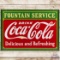 Drink Coca Cola Delicious and Refreshing Fountain Service DS Porcelain Sign w/ Frame