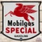 West Coast Mobilgas Special Gasoline SS Porcelain Gas Pump Plate Sign w/ Drop Leg