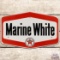 Texaco Marine White Emb. SS Tin Gas Pump Plate Sign w/ Logo