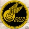 Cargray Gold Gasoline SS Porcelain Pump Plate Sign w/ Logo