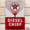 1963 Texaco Diesel Chief SS Porcelain Gas Pump Plate Sign 