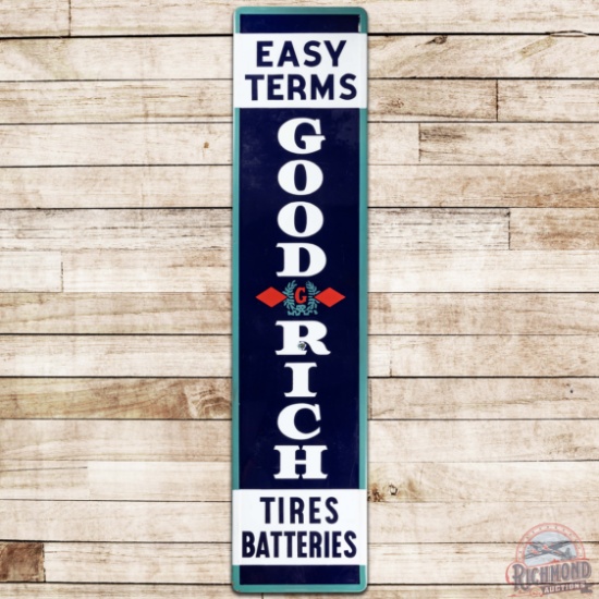 Goodrich Easy Terms Tires Batteries Vertical SS Porcelain Sign w/ Logo