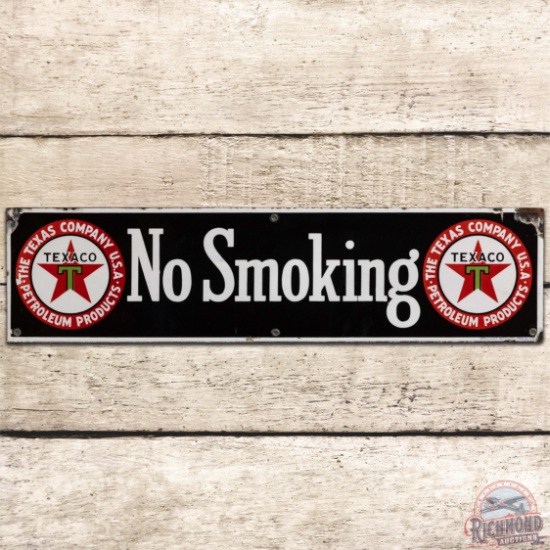 The Texas Company Texaco No Smoking SS Porcelain Sign w/ Logos