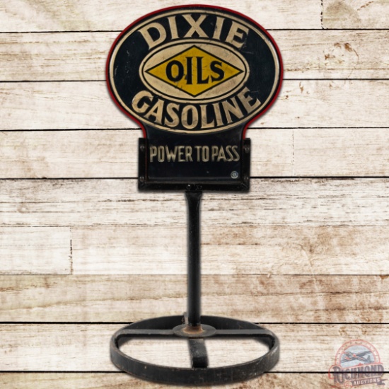 Dixie Gasoline Oils Power to Pass Curb Sign w/ Base