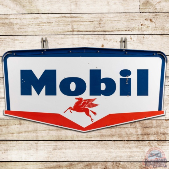 1959 Mobil Gasoline DS Porcelain Sign w/ Bracket