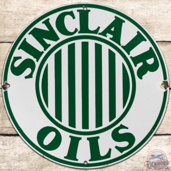 Sinclair Oils 12" SS Porcelain Sign w/ Stripes