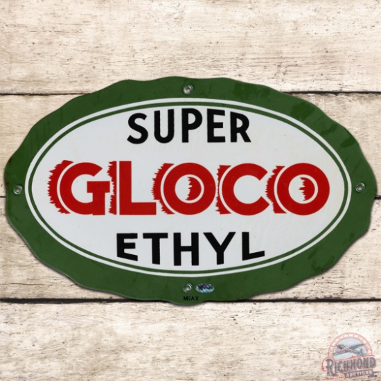 Super Gloco Ethyl SS Porcelain Gas Pump Plate Sign