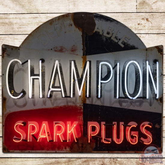 Dependable Champion Spark Plugs SS Tin Neon Sign