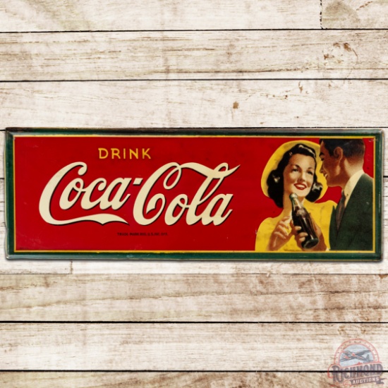Drink Coca Cola SS Tin Sign w/ Couple & Bottle