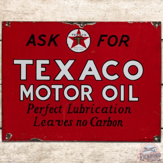 Ask for Texaco Motor Oil Perfect Lubrication SS Porcelain Sign w/ Logo