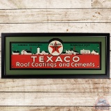 1939 Texaco Roof Coatings and Cements Framed Die Cut SS Tin Sign