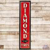 Diamond Tires Vertical SS Tin Sign w/ Wood Frame