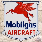 Mobilgas Aircraft SS Porcelain Gas Pump Plate Sign w/ Pegasus