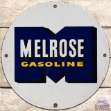 Rare Melrose Gasoline SS Porcelain Pump Plate Sign