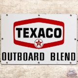 Texaco Outboard Blend SS Porcelain Gas Pump Plate Sign Red