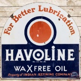 Scarce Havoline For Better Lubrication DS Porcelain Tombstone Sign