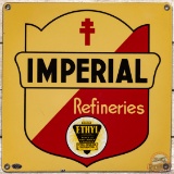 Imperial Refineries Ethyl Gasoline SS Porcelain Pump Plate Sign