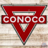 Conoco Gasoline Die Cut DS Porcelain Sign w/ Frame