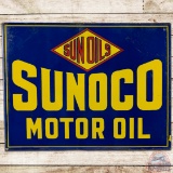 Sunoco Sun Oils Motor Oil DS Porcelain Flange Sign w/ Logo