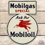 1941 Mobilgas Special SS Tin Keyhole Gas Pump Plate Sign w/ Pegasus