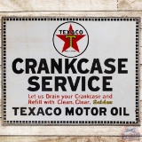 Texaco Crankcase Service Motor Oil SS Porcelain Sign w/ Logo