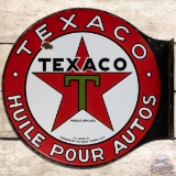 Texaco Huile Pour Autos DS Porcelain Flange Sign 