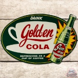 Sundrop Drink Golden Cola Die Cut Embossed SS Tin Sign w/ Bottle