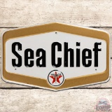 Texaco Sea Chief Embossed SS Tin Gas Pump Plate Sign