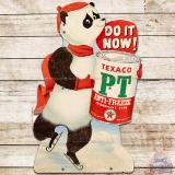 Do It Now! Texaco PT Anti-Freeze Die Cut Cardboard Sign w/ Skating Panda