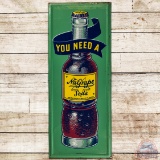 You Need A Nugrape Soda Emb. Vertical SS Tin Sign w/ Bottle