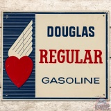 Douglas Regular Gasoline Emb. SS Tin Pump Plate Sign