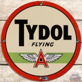 Tydol Flying A Gasoline SS Porcelain Pump Plate Sign w/ Logo