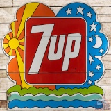 1972 Seven-Up 12' Die Cut SS Tin Billboard Sign 