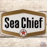 Texaco Sea Chief Embossed SS Tin Gas Pump Plate Sign