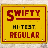 Swifty Hi-Test Regular SS Porcelain Gas Pump Plate Sign