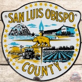 San Luis Obispo County California Die Cut SS Porcelain Truck Door Sign