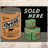NOS Kow Kare Sold Here DS Tin Flange Sign