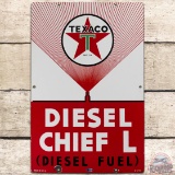 1955 Diesel Chief L SS Porcelain Gas Pump Plate Sign 