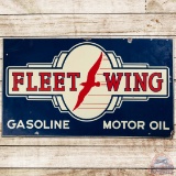 Fleet Wing Gasoline Motor Oil DS Porcelain Sign w/ Bird & Speedlines