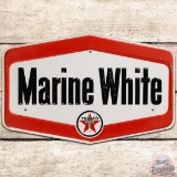 Texaco Marine White Embossed SS Tin Gas Pump Plate Sign