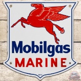 Mobilgas Marine SS Porcelain Gas Pump Plate Sign w/ Pegasus
