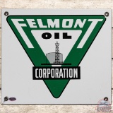 Felmont Oil Corporation SS Porcelain Truck Door Sign w/ Derrick Logo