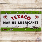 1936 Texaco Marine Lubricants SS Porcelain Sign w/ Seagulls & Ships 