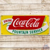 Drink Coca Cola Fountain Service SS Porcelain Sign