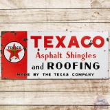 1937 Texaco Asphalt Shingles and Roofing SS Porcelain Sign w/ Logo