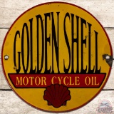 Scarce Golden Shell Motor Cycle Oil SS Porcelain Sign w/ Logo